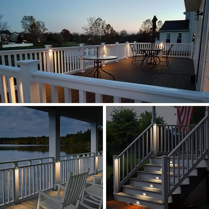 GKOLED Landscape Deck Light, Low Voltage 12V AC/DC Outdoor Patio Lighting, LED 2W Step Light, Die-Casting Aluminium with Matte White Powder Appearance, 6 Pack