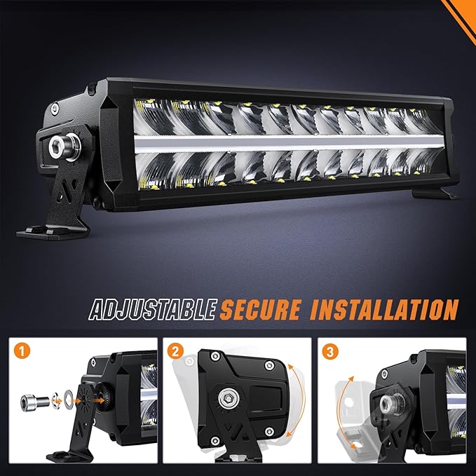 Nilight LED Light Bar with Amber DRL 16 Inch 120W Offroad Light Anti-Glare Flood Spot Combo LED Driving Light IP68 w/ 14 AWG DT Connector Wiring Harness for Pickup Truck SUV ATV UTV Boat 4x4