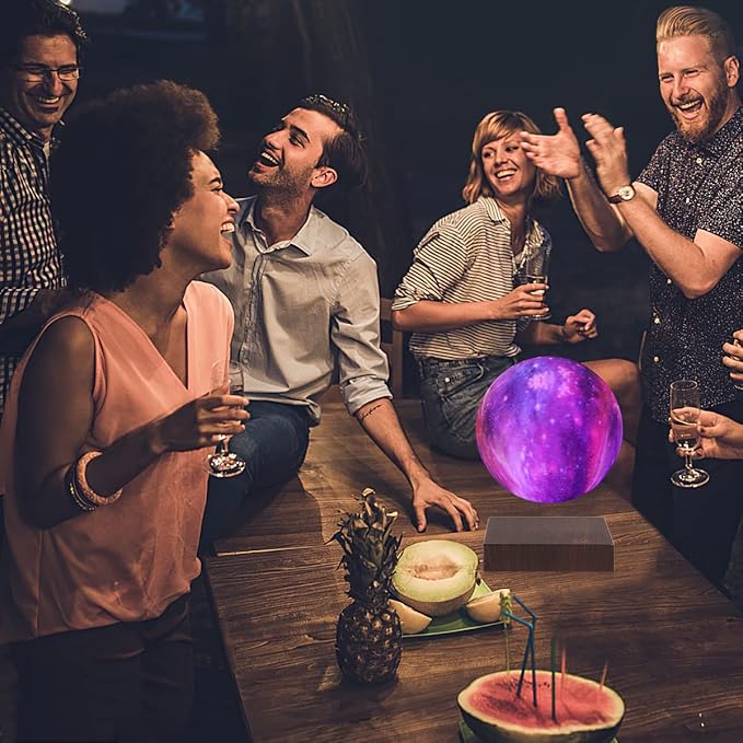 Floating Moon Lamp, Magnetic Levitating Galaxy Moon Lamps with 7 Colors LED Lighting, Spinning 3D Printing Moon Night Lights Unique Gifts for Christmas, Room Office Decor