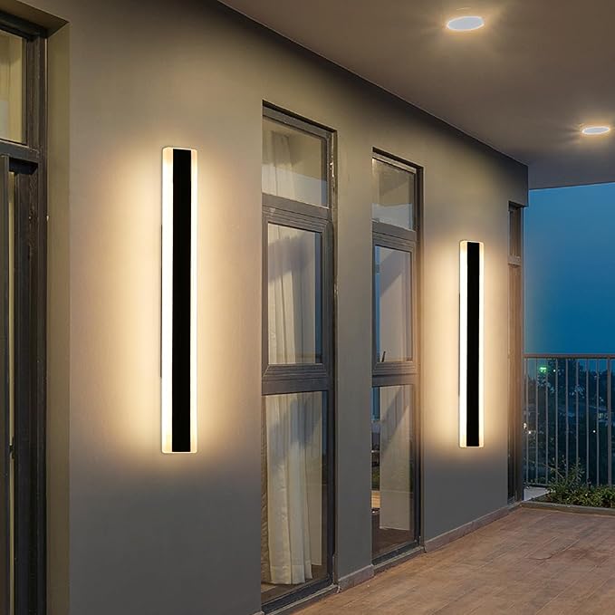 Mikeru 2pack 31.4inch Outdoor Wall Light Fixtures, 3000K Modern Outdoor Lights Exterior for House Ip65 Waterproof Rust Long led Wall Light, Hardwire Wall Mount Exterior Lighting