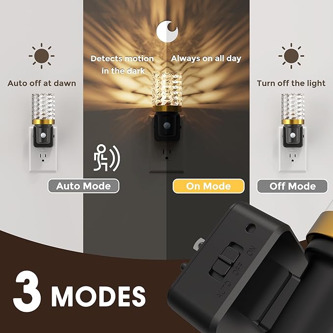 L LOHAS LED Motion Sensor Night Light, Motion Activated Night Lights Plug into Wall, Dimmable Modern Nightlight 0-100LM, 180°Rotatable Plug in Night Light, LED Crystal Nightlights for Bathroom Adults