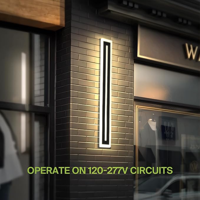 ASD LED 48" Long Wall Mount Light Fixture, Outdoor & Indoor Linear Sconce | 3CCT, Dimmable, Waterproof, Anti-Rust, ETL Listed | 36W 2100LM 3000-5000K 100-277V | Exterior Porch Lighting | Black