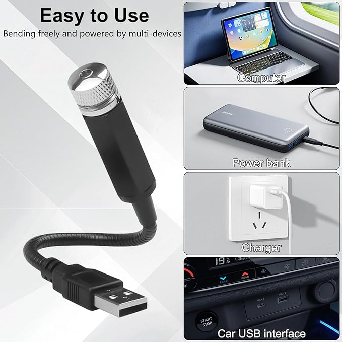 LEDCARE USB Projector Night Light, Portable Adjustable Star Roof Light Car Interior LED Romantic Atmosphere Star Projector for Cars Trucks Bedroom Party Decoration((Violet Blue)