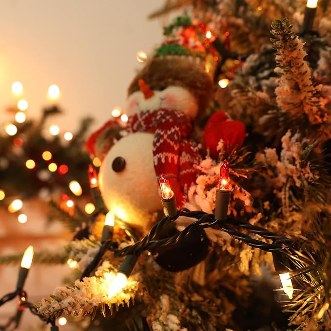 ODEETRONIC Red & White Christmas Lights, 21.63ft 100 Count Incandescent Green Wire Christmas String Lights, Connectable UL Certified Xmas Fairy Tree Light, Outdoor/Indoor Mini Light for Wedding Party