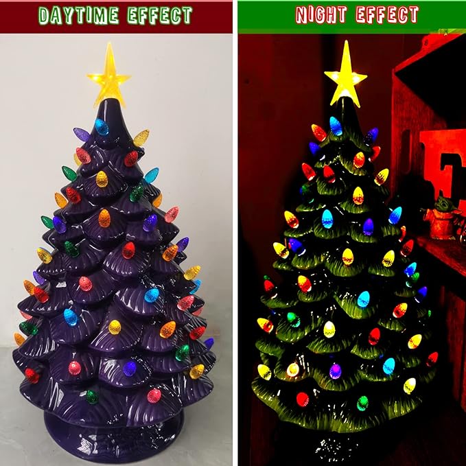 Large Replacement Light Bulbs for Big Ceramic Christmas Trees,（77 PC &3 Treetop Stars） Multicolor Pineapple Tree Pegs Accessories for Decorating 16 to 30in Ceramic Christmas Tree, etc.