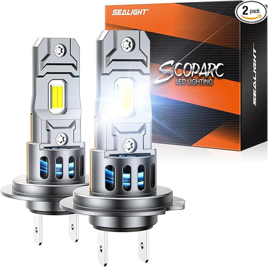 SEALIGHT S2S H7 Light Bulbs Combo, 40,000LM Super Brighter, 6500K Pure White H7 Fog Bulbs, 60K+ Hours Lifespan, 2-Pack for Powersports/ATV Lamps