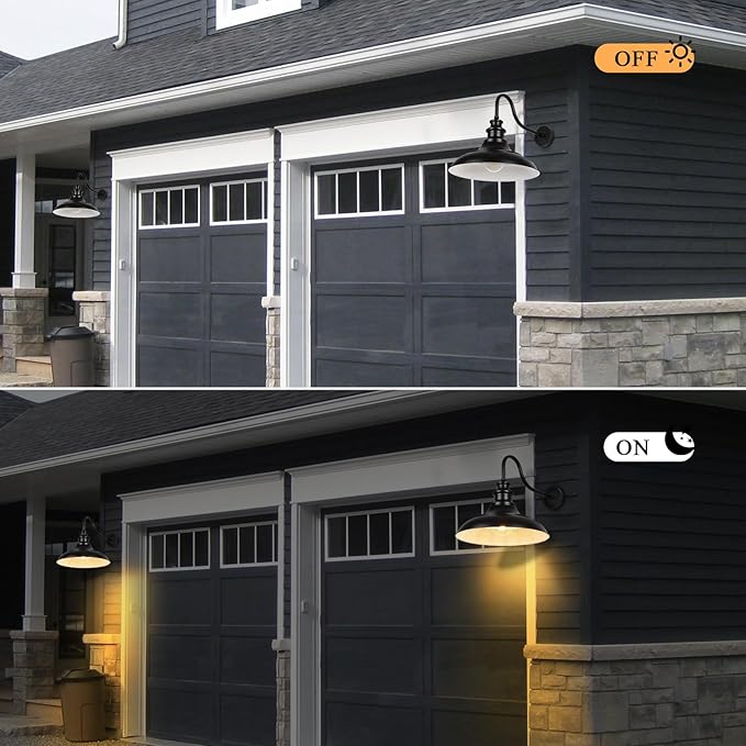Exterior Farmhouse Gooseneck Barn Light, 16 Inch Vintage Outside Garage Light Fixtures, 3PCS Anti-Rust Waterproof Outdoor Light for Patio Frontdoor Entryway Doorway, Matte Black