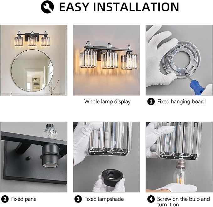 Sand Black Bathroom Vanity Lights Crystal Vanity Light Bathroom Lighting Fixtures 3 Light Modern Vanity Lighting Fixtures