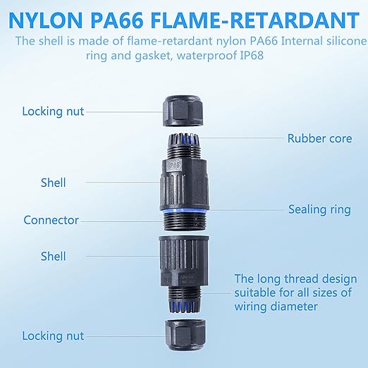 10PCS IP68 Waterproof Electrical Cable Connector, Outdoor 3 Way Junction Box, Waterproof Wire Connectors with Replaceable Lever Wire Connectors for AWG 28-12, Quick Screwless Installation