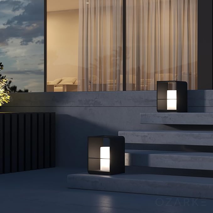 Ozarke Solar Lumina Pillar Lamp - Portable Rechargeable Lantern Outdoor Water Resistant Lights with Remote Control for Garden, Patio, Yard, Porch, Pathway Decorative Light, Warm 3000K