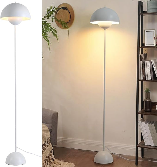 Modern Floor Lamp for Bedroom-Tall Floor Lamps for Living Room-Corner LED Boho Floor Lamp for Office Vintage Industrial Flower Floor Lamps Standing Unique Mid Century Lamp (White)