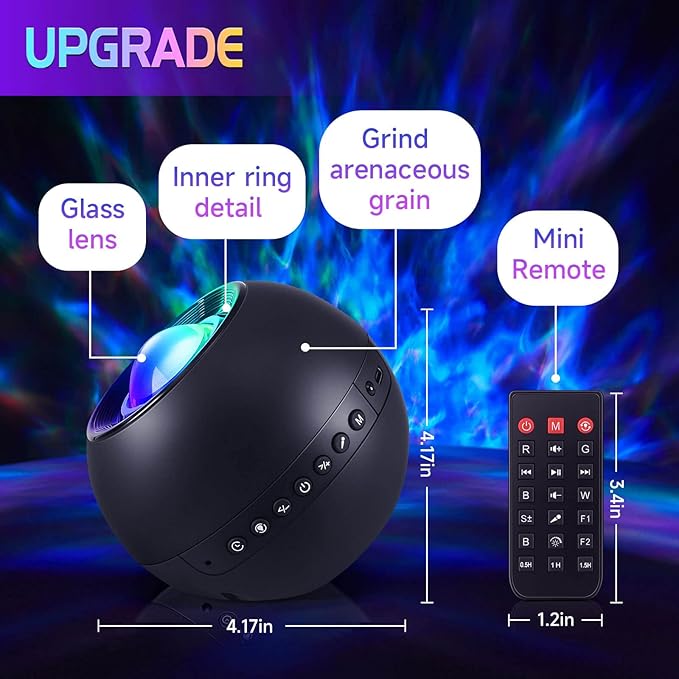 One Fire Upgrade Star Projector Galaxy Light,15 Colors Night Light Projector Lights,Bluetooth&15 White Noise Sound Machine With Light Projector Mood Lighting,Remote Planetarium Projector for Kids Gift