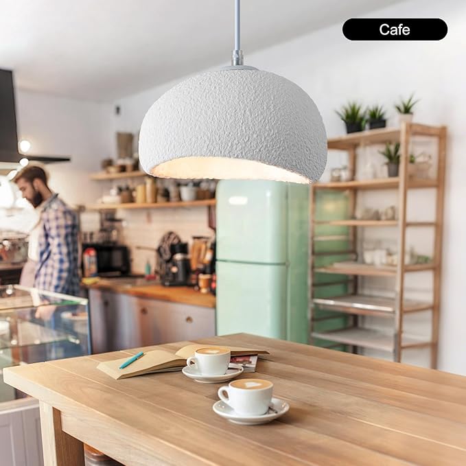 7.87 inch Wabi Sabi Pendant Light Modern Japanese Ceiling Fixture for Dining Room Kitchen Island Hallway, White E26 Base Hanging Lamp (20cm/7.87in)