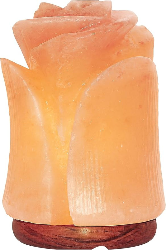 Spantik Tulip Shape Himalayan Pink Salt Lamp | Hand-Carved Rock Salt Flower Lamp | Natural Salt Night Light Desk Lamp for Home Office Decor | Himalayan Salt Lamps Sourced from Pakistan