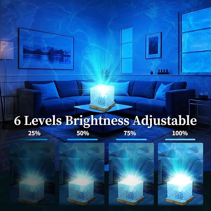 LETOUR Northern Lights Lamp,Ocean Wave Cube Lamp with 16 Colors & 30 Modes Projector Light for Kids, Ceiling Projector for Bedroom/Party/Game Rooms