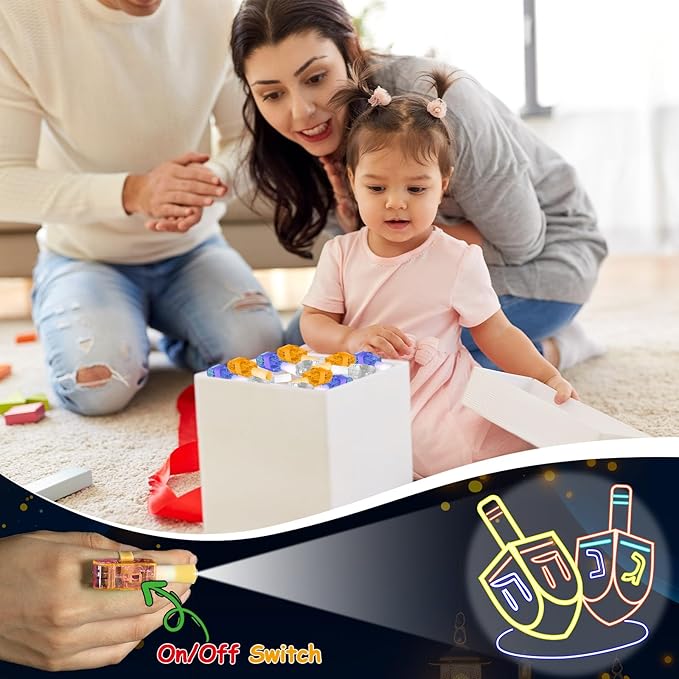 36Pcs Hanukkah LED Finger Lights Chanukkah Party Favors Glow in the Dark Light Up Finger Lights Themed Toys Bulk for Kids Adult Birthday Party Goodie Bag Stuffer Birthday Gifts Classroom Prize