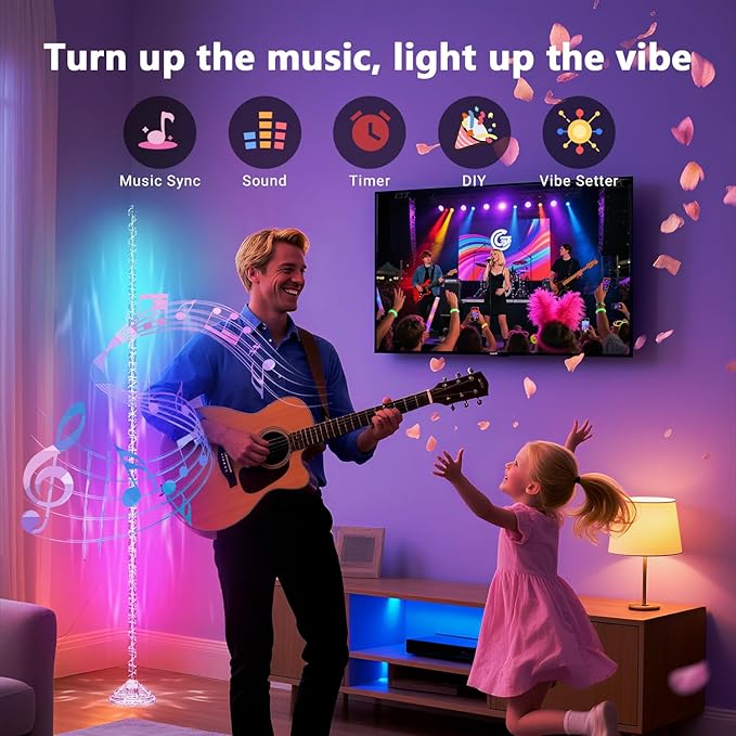 DAYBETTER Crystal Floor Lamp RGB+IC Corner Lamp with Magic Color, APP & Remote Control, 220 Lumens for Mood, NOT for Lighting, for Corner Decoration (Installation Requires Skill and Patience)