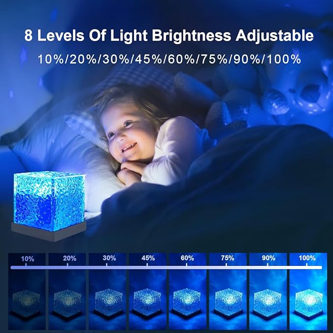 Birthday Gifts for Women Teen Girl Ocean Wave Projector Light,16 Colors Ocean Lamp Water Ripple Cube Night Light with Remote for Bedrooms,Games, Birthdays,Festivals (Ocean Lamp)