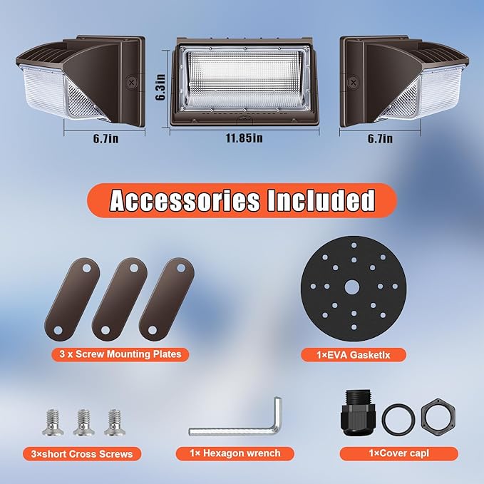 Juyace 150W LED Wall Pack Light with Dusk to Dawn Outdoor Lighting Security Flood Light 5000K 100-277V IP65 Waterproof for Barn Warehouse