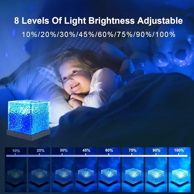 Ocean Wave Projector Lamp,Northern Lights Aurora Projector Light,16 Colors Gradual Rotating Flame Water Lamp，Cube Night Light with Remote Control for Living Room Bedroom Decor Hotel, etc