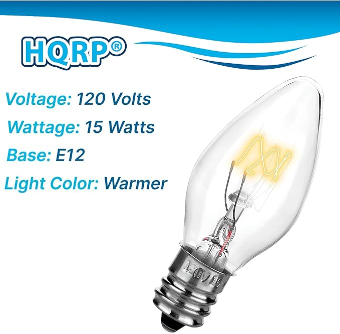 HQRP 20-Pack 15W 120V Light Bulbs for Natural Salt Lamps Compatible with LEVOIT HemingWeigh SMAGREHO Salt Lamp Natural Himilian Hymalain Pink Salt Rock Lamps