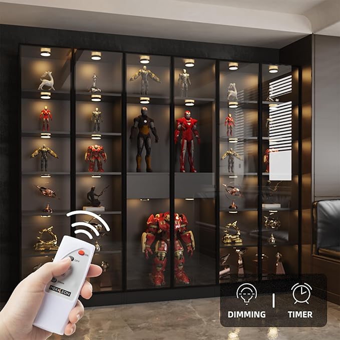 Puck Lights with Remote Control, Under Cabinet Lighting with Magnetic and Cordless, 1200mAh Rechargeable Closet Lights Stick On Lights for Under Cabinet,Hallway, Stairway,Closet （Warm White,9pcs)
