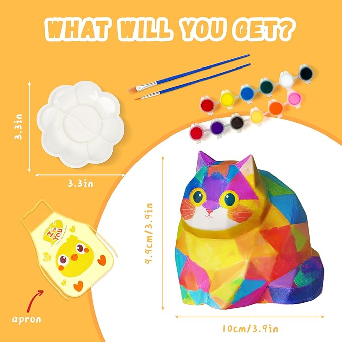 Paint Your Own Cat Lamp Kit, Arts and Crafts for Kids Ages 8-12, Arts and Crafts for Kids 4-6, DIY Fat Cat Night Light Gifts for Girls, Art Supplies for Teens Girls Boys Birthday Ages 3 4 5 6 7 8 9+