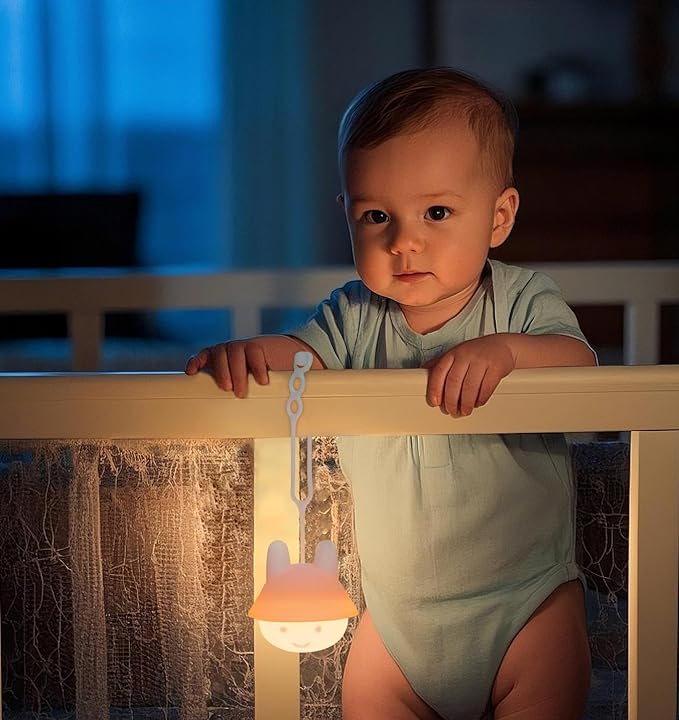 Night Light for Baby Car Seat - Dimming Function 9 Colors Changing Eye Caring Portable Rechargeable & Timing Bedside Light Up Toddler Bed Room Travel Essentials Gift for New Mom Soft Silicone BPA Free