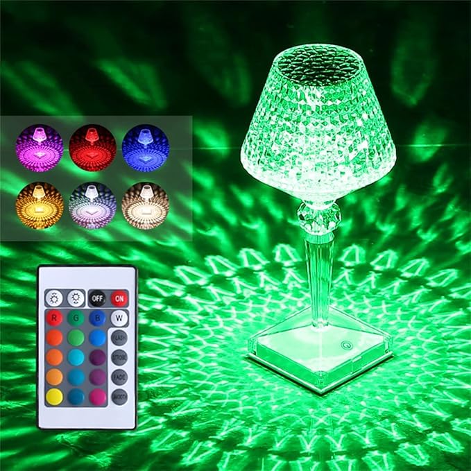 Crystal Lamp, Crystal Table Lamp Rose Crystal Lamp USB Diamond Table Lamp 16 Color Changing Touch Crystal Lamp (D)