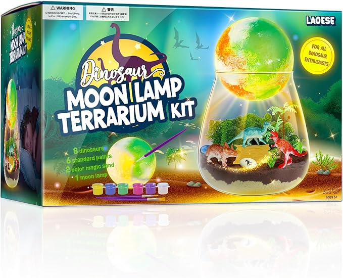 Dinosaur Terrarium Kit for Kids - Dino Kid Crafts with DIY Moon Lamp Kit - Birthday Gift for Boys Ages 4 5 6 7 8-12 Year Old - Arts and Crafts for Boy and Kids - Easter Gifts for Boys