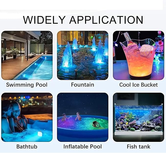 Pool Lights, Rechargeable Submersible Pool LED Lights with Remote Timer Off,IP68 RGB Waterproof Pool Decor Light 16 Colors for Above Ground Inground Pool, Bath, Party,4 Pack
