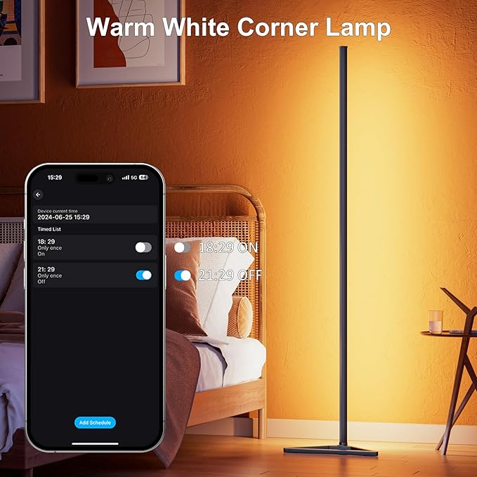 MIHEAL RGB Floor Lamp,16 Million Colors LED Floor Lamps 56" Lamps for Living Room with Music Sync,Standing Lamp with App and Remote Control,Gaming Ambient Lighting Corner Lamp Bedroom Decor