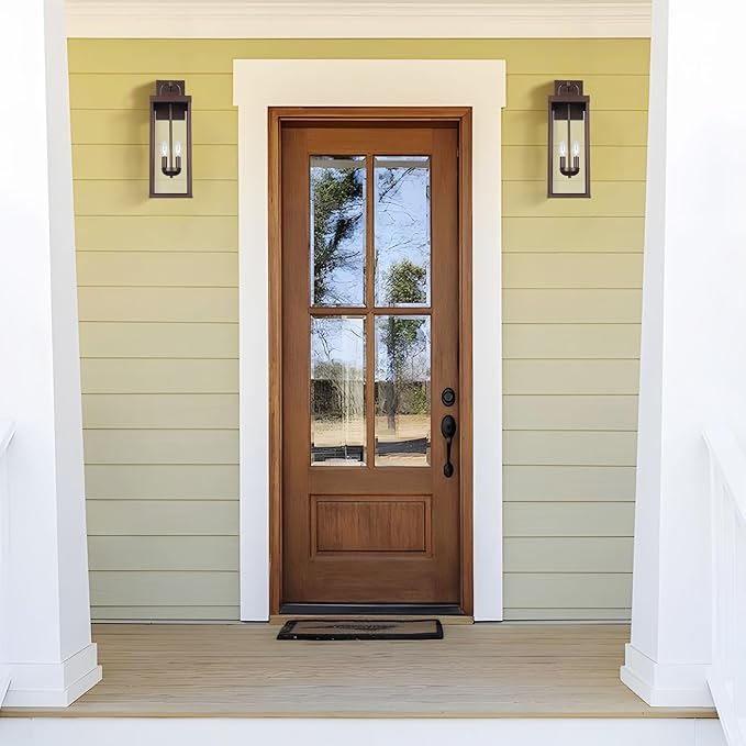 Outdoor Wall Sconce Lights, 20 Inch Tall Transitional Exterior Wall Lighting with Clear Glass, Modern Bronze Carriage Lantern Lamps Outside for Front Porch Garage Garden Patio Corridor Doorway