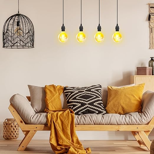 Retisee 20 Pack Hanging Pendant Light Cord Kit Bulk E27 Base 4ft Adjustable Hanging Heavy Duty Industrial Edison Bulb Lamp Swag Light Kit for Kitchen Dining Room Terraces (Without Control Knob)