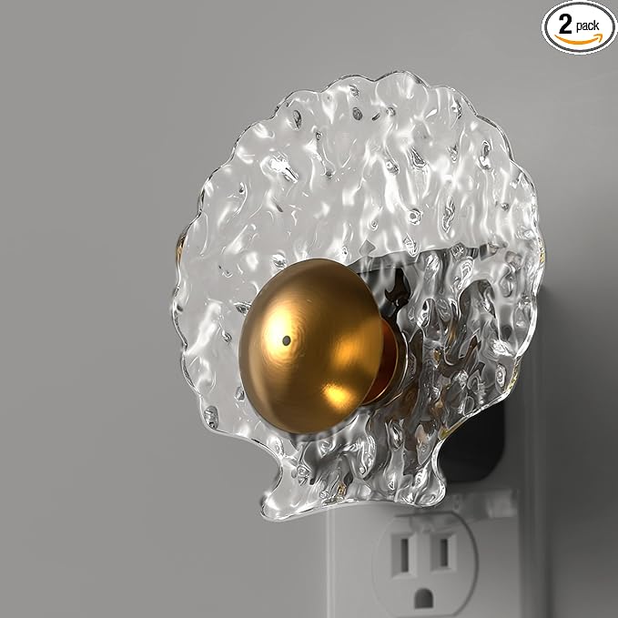 L LOHAS LED Shell Night Light, 2 Pack, Night Lights Plug into Wall, Dimmable Nightlights Plug in with Light Sensor, 0-100LM, 3000K Soft White, LED Nightlights for Hallway Bedroom Stairway