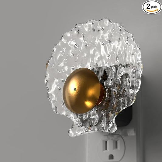 L LOHAS LED Shell Night Light, 2 Pack, Night Lights Plug into Wall, Dimmable Nightlights Plug in with Light Sensor, 0-100LM, 3000K Soft White, LED Nightlights for Hallway Bedroom Stairway