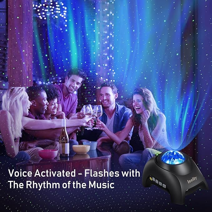 Star Projector for Bedroom, Aurora Projector with Remote Control; 3-in-1 Nothern Light with Bluetooth Speaker, Built-in White Noise and Timer for Both Kids and Adults - Black
