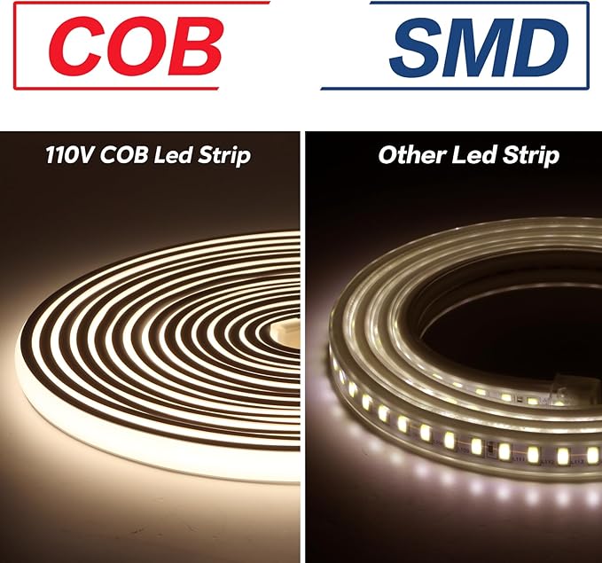 LED Strip Lights 16.4 ft AC 110V Outdoor Rope Lights Waterproof IP65 LED Cuttable Strip Lighting Super Bright 320LEDs 4000K White LED Lights for Bedroom Kitchen Under Cabinet Lighting