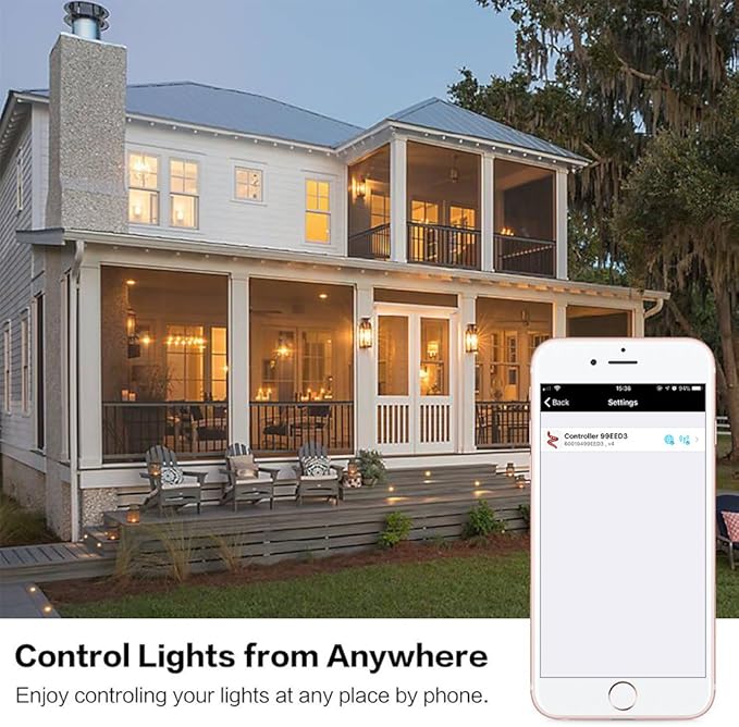 FVTLED LED Deck Lighting Kits, 10pcs WiFi Controller Φ1.97 Low Voltage LED Deck Lighting RGB Recessed Light Compatible with Alexa Google Home Wireless Smart Phone RGB Lamp