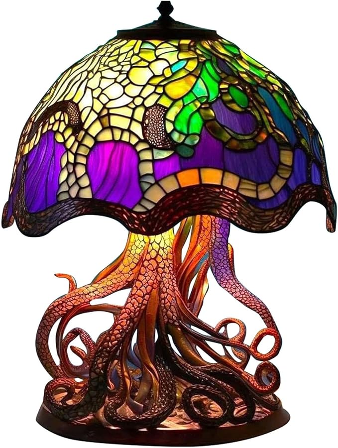 Mmoneyake 2023 Stained Plant Series Table Lamps, Vintage Table Lamps, Bedside Lamps, High Table Lamps Night Lights, Colorful Mushroom Lamps, Bedroom Table Lamps Decorative