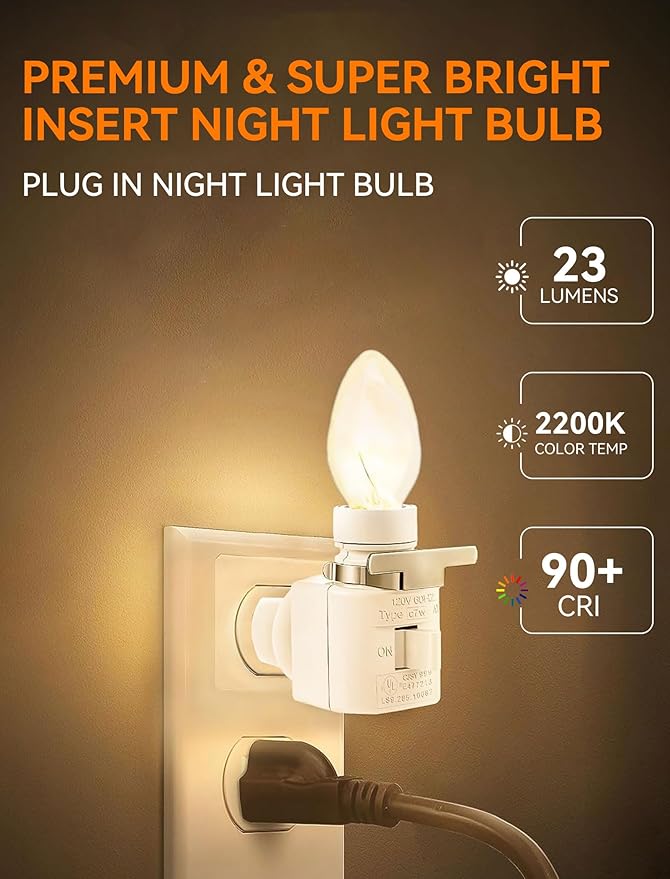 Night Light Bulbs-5 Watt Scentsy Light Bulbs for C7 Wax Warmers Salt Lamp E12 Bulb Replacement for Chandelier，25 Packs