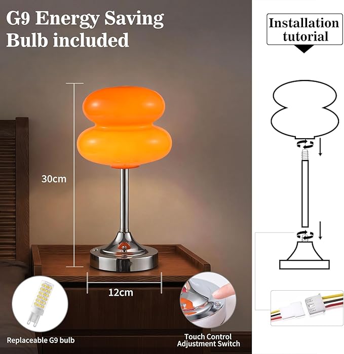 Cordless Mushroom Lamp Table Lamp for Bedroom, Battery Operate Mini Modern Mid Century Lamps,Unique Aesthetic Home Living Room Decor