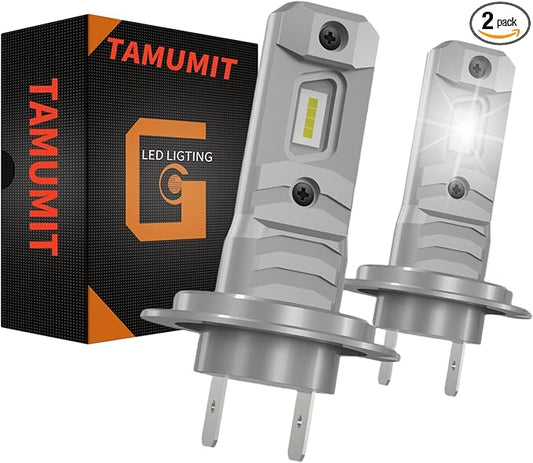 H7 Bulb 35000LM 120W, High and Low Beam, 6500K White, 1:1 Mini Size Plug and Play, Non Polarity, Fanless H7 Fog Lights, 500% brightness upgrade, 30000 Hours of Service Life （Pack of 2）
