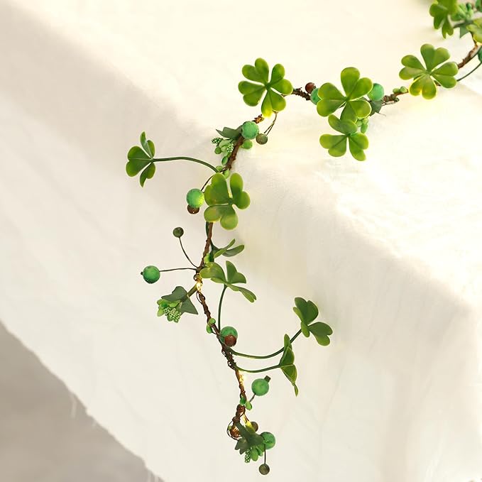 St Patricks Day Garland Shamrock String Lights for St Patricks Day Decorations Shamrock Lights Battery Operated with Remote