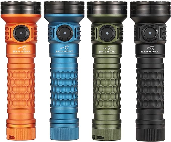 SKILHUNT Mix-7 GEN2 Plus 2000 Lumen RGB UV365 LED Flashlight Magnetic Charging Multi-Color Torch with Red, Green, Blue, White Light for Outdoor, Hunting, Inspection, Tactical Use (Black, Cool White)
