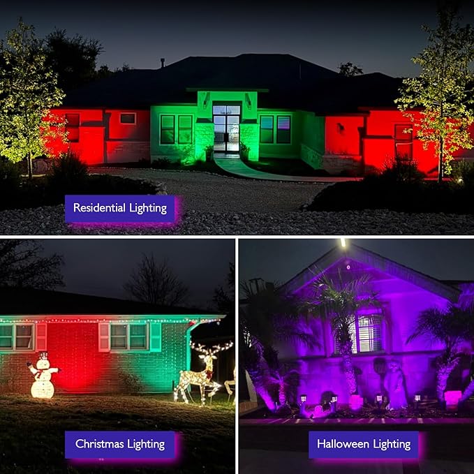 RGBW Low Voltage Landscape Lights, 10W 12/24V Color Changing Landscape Lighting with Remote, IP65 Waterproof Outdoor LED Spotlight for Garden Christmas Halloween, 2 Pack with Connectors