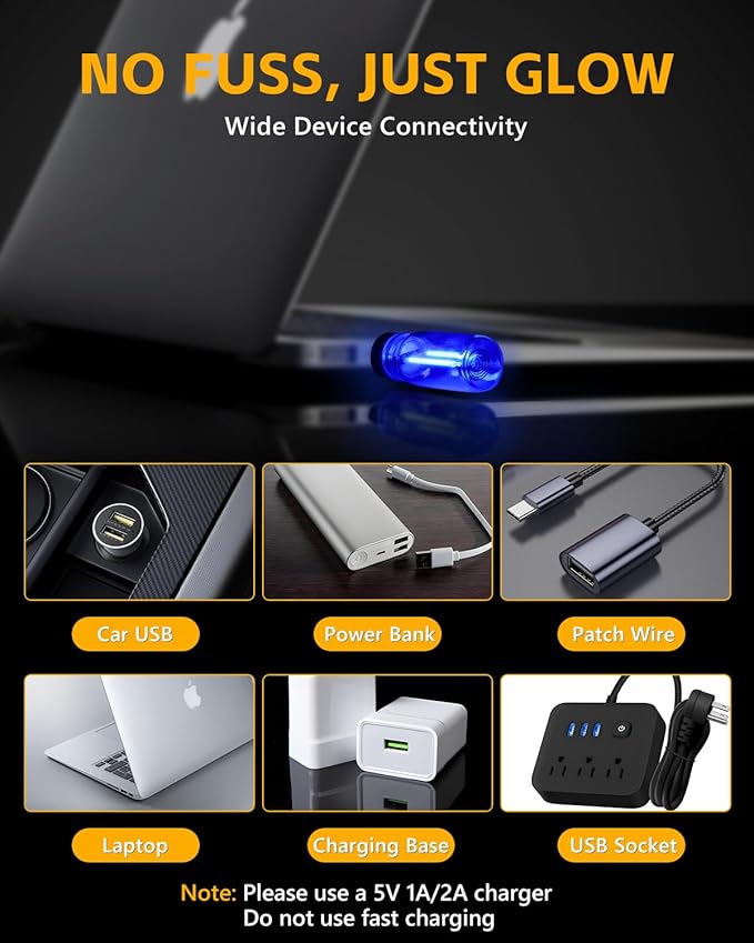 2PCS USB Lights for Car, Touch Adjustment Lights, Plug in USB Vehicle Interior Ambient Light, Mini LED Retro Bulb Glass Bottle Night Light for Camping, Holiday Decoration, Party, Bedroom (Blue)