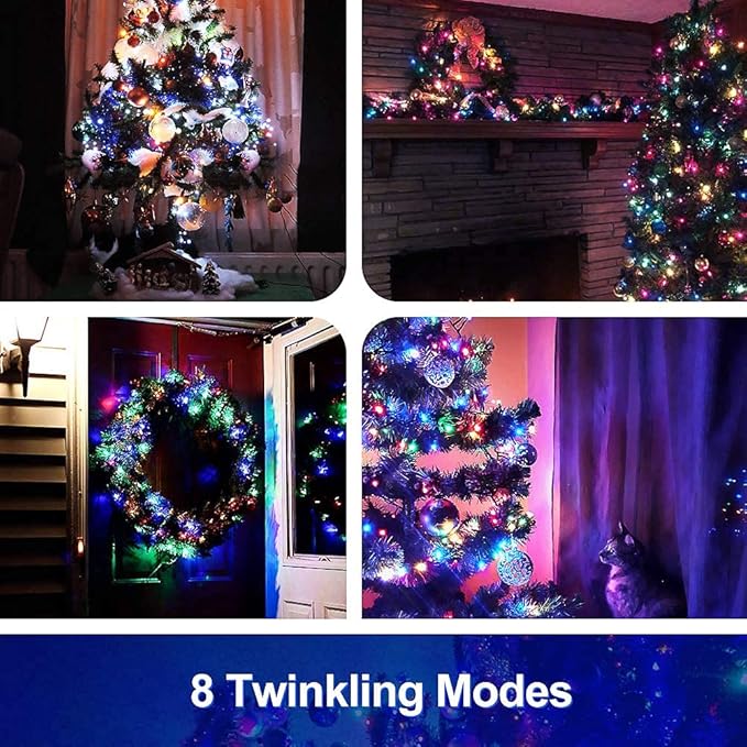 MASHANG Mini Lights, 18ft 50 LED Christmas Lights with Timer & 8 Modes, 3AA Battery Operated Waterproof String Light for Outdoor and Indoor Décor (Multi-Color)