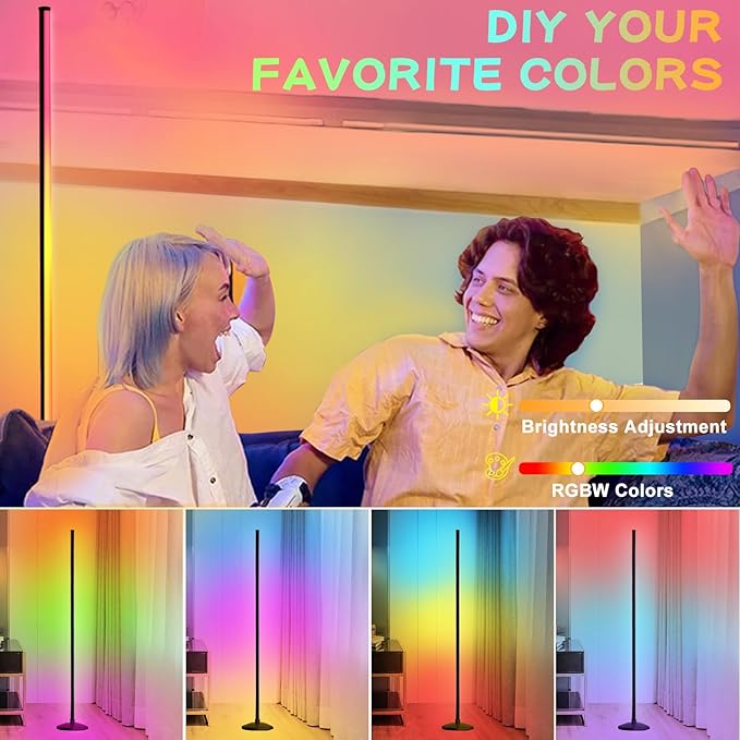 LanAqua Corner Floor Lamp, Smart RGB LED Corner Lamp,16 Million Colors Changing LED Floor Lamp with App Control,Music Sync & Timer Mood Lighting for Living Room,Smart Floor Lamp-2PK