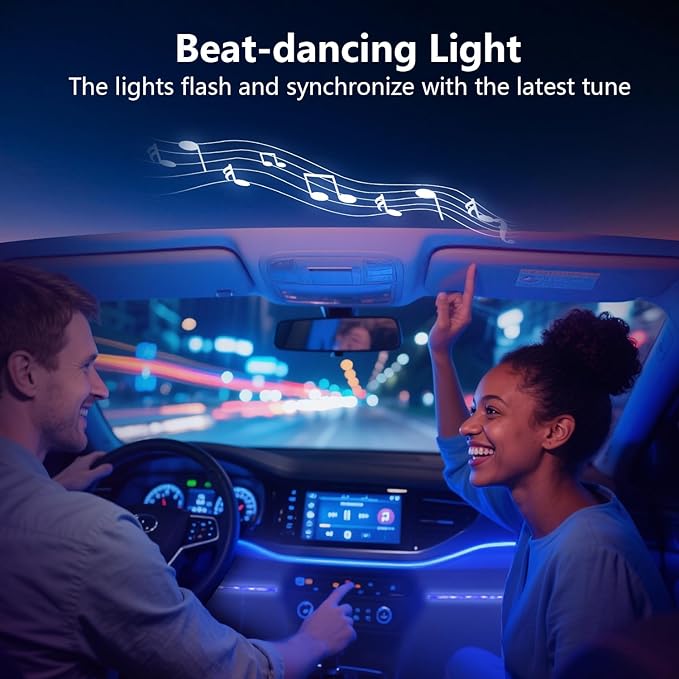 Car Led Lights Interior with Smart APP Control, Sync Music,DIY Mode,Multicolor led Car Interior Light Kits,5V USB Led Lights for Cars, Trucks, SUVs